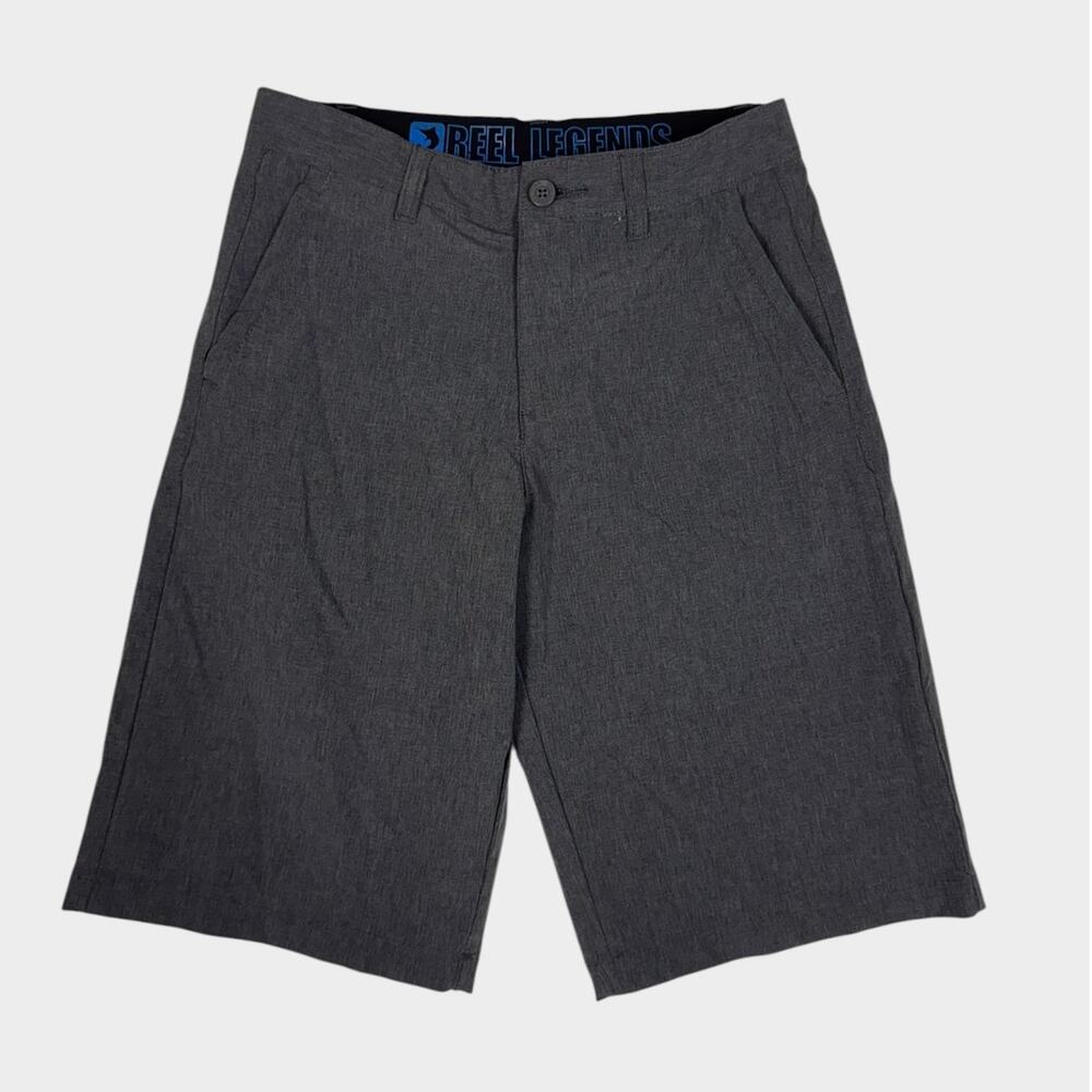 Reel Legends Boys Size 20 (30) Charcoal Gray Polyester Shorts